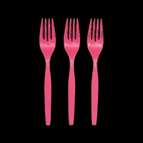Hot Pink Color Plastic Forks
