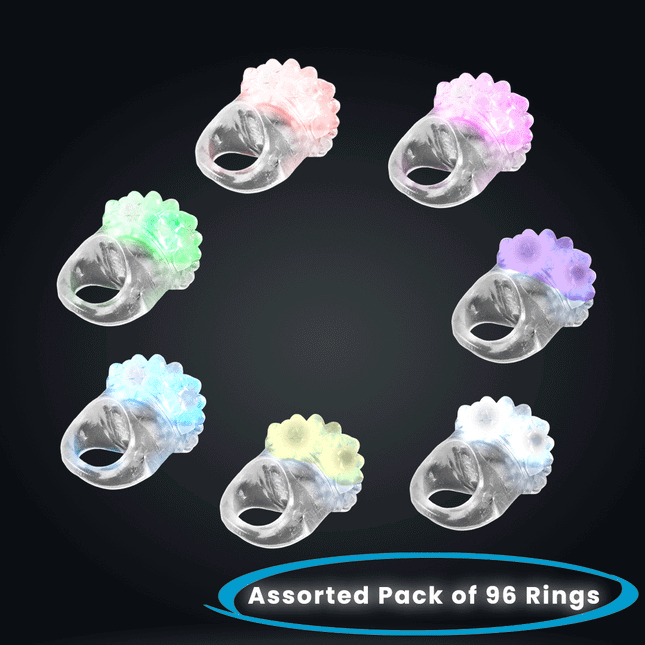 Light Up Jelly Flashing LED Bumpy Rings - Pack of 96 | PartyGlowz