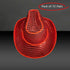 LED Flashing Neon Red EL Wire Sequin Cowboy Party Hat - Pack of 72 Hats