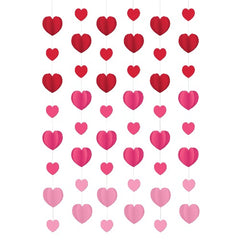 7' Long Paper Hearts String Decoration - 6 Per Pack