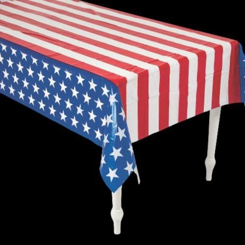 Patriotic Flag Print Plastic Tablecloth