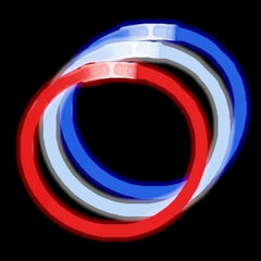 8 Inch Premium Glow Stick Bracelets - Patriotic Colors Red White Blue