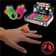 LED Peace Sign Jelly Rings - Assorted