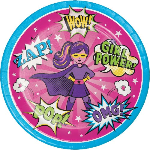 Pink Superhero Dinner Plates