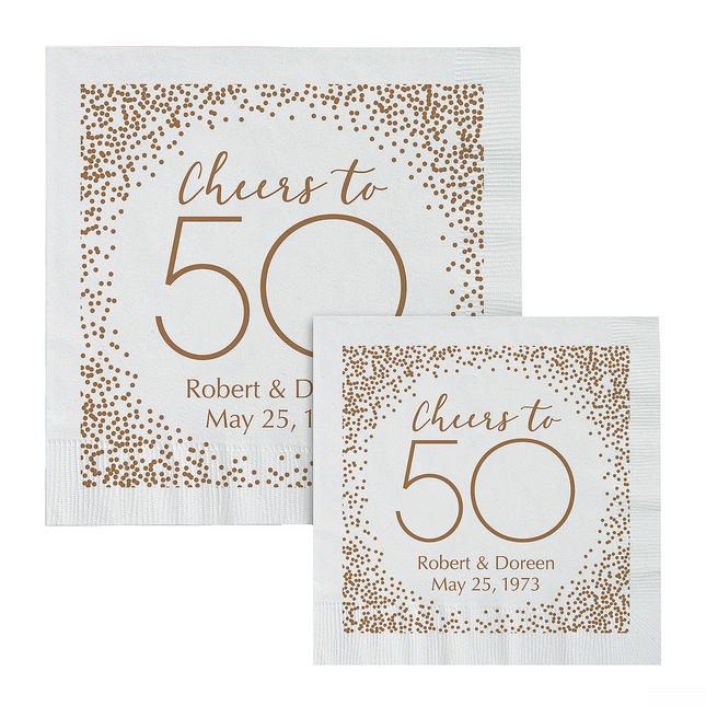 Personalized 50th Anniversary & Birthday Luncheon Napkins