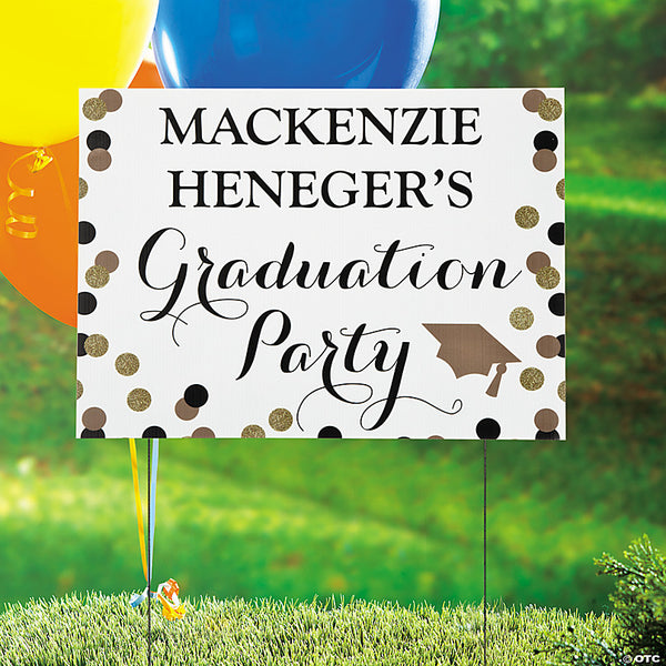 Personalized Black & Gold Graduation Yard Sign