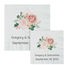 Personalized Blush Luncheon Floral Napkins