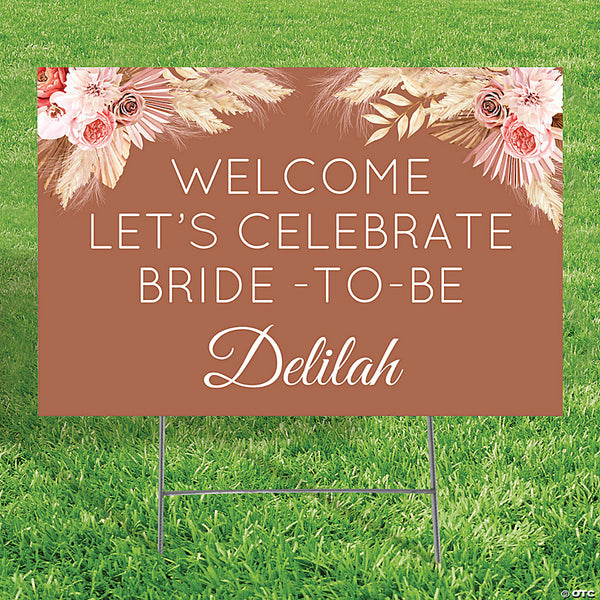 Personalized Boho Neutrals and Pinks Yard Sign