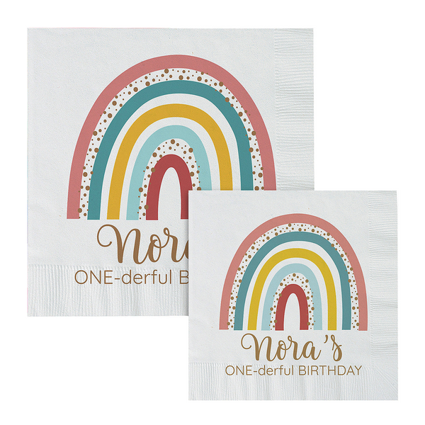 Personalized Boho Rainbow Luncheon Napkins