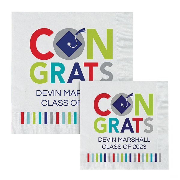 Personalized Bright Graduation Beverage Napkins