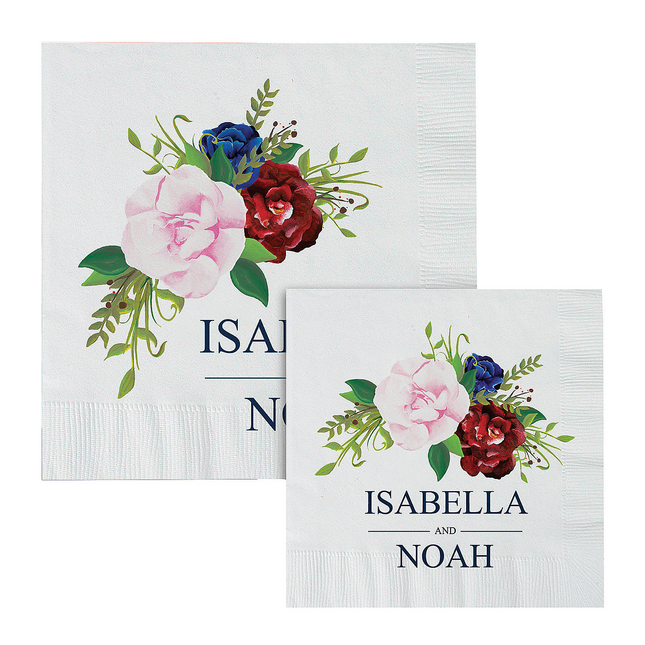 Personalized Burgundy Beverage Blush Napkins