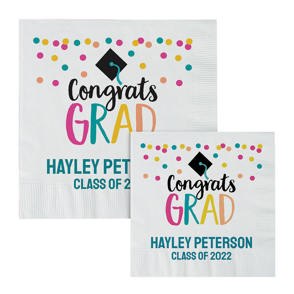 Personalized Congrats Grad Girl Beverage Paper Napkins