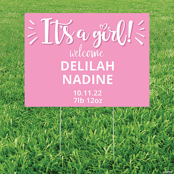 Personalized Girl Birth Announcement Yard Sign