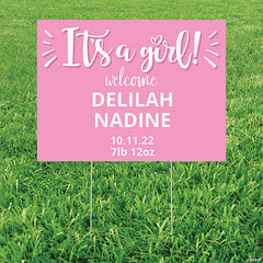 Personalized Girl Birth Announcement Yard Sign