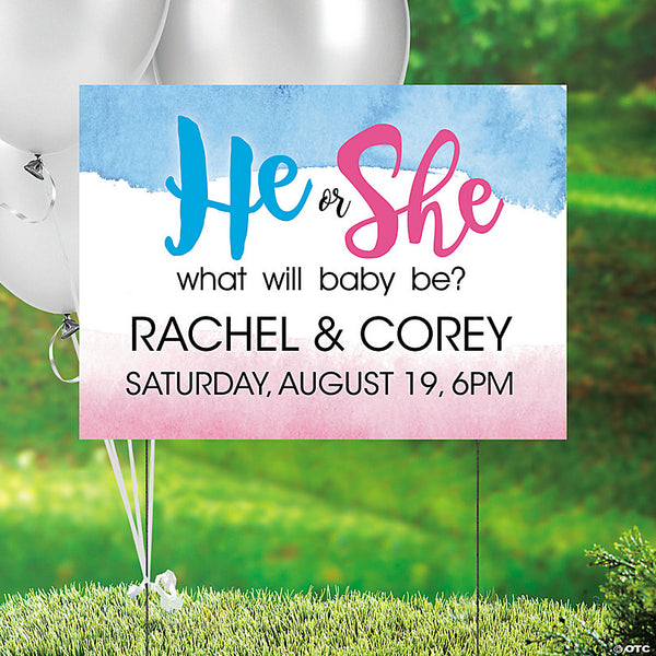 Personalized He or She Gender Reveal Yard Sign
