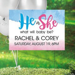 Personalized He or She Gender Reveal Yard Sign