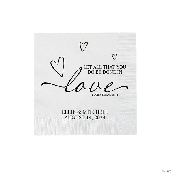 Personalized Let All That You Do Be Done In Love Paper Beverage Napkins