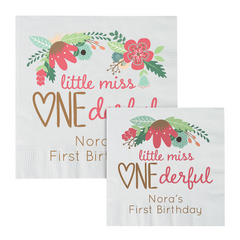 Personalized Little Miss Onederful 1st Birthday Girl Luncheon Napkins