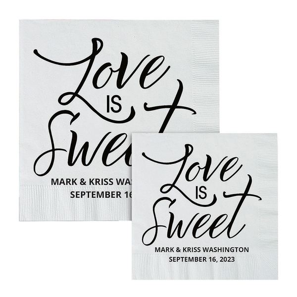 Personalized Love is Sweet Paper Luncheon Napkins