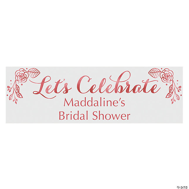 Personalized Medium Rose Gold Bridal Shower Vinyl Banner