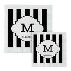 Personalized Monogram Stripe Paper Beverage Napkins