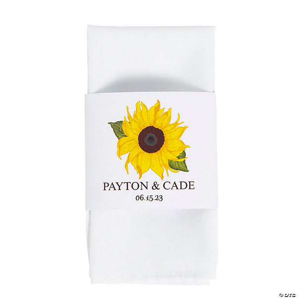 Personalized Sunflower Napkin Beverage Wraps