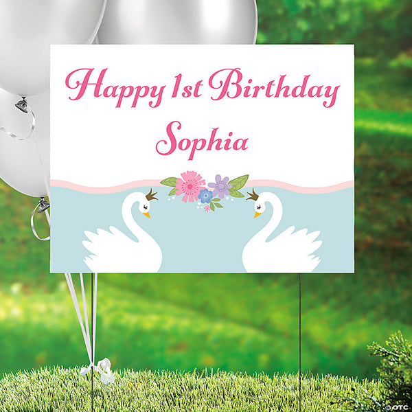 Personalized Sweet Swan Plastic Yard Sign