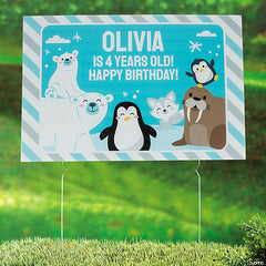 Personalized Winter Animals Yard Sign