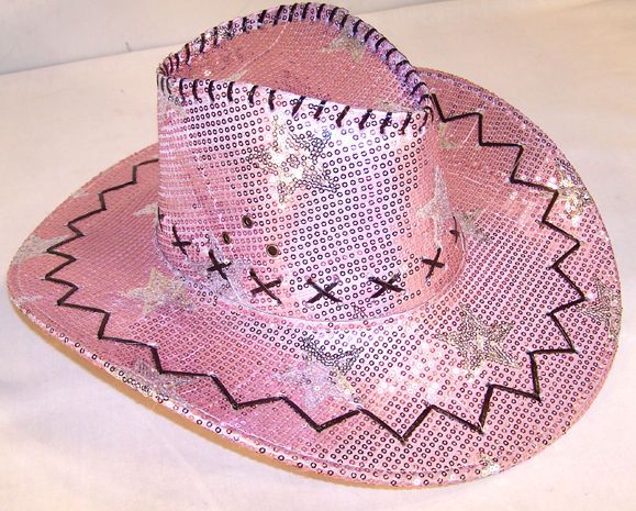 Stylish Pink Sequin Cowboy Hat