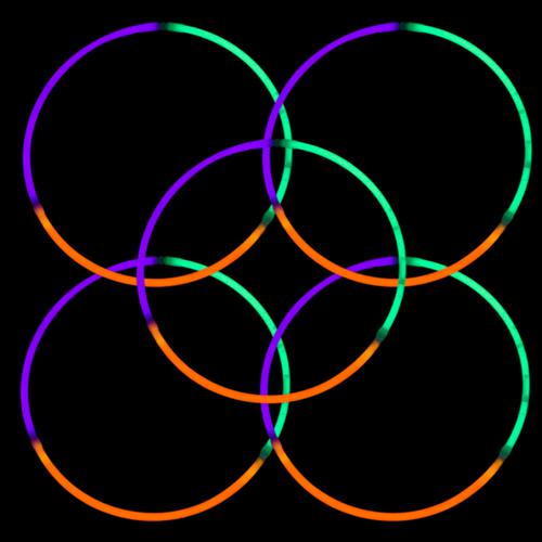 24 Inch Jumbo Tri-Color Glow Stick Necklaces - Green Purple Orange