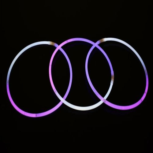 22 Inch Premium Jumbo Tri-Color Glow Necklaces - Purple White Pink