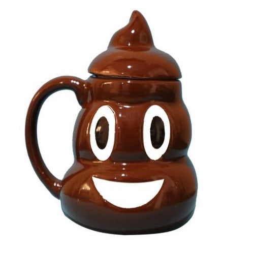 20 oz Ceramic Emoji Poop Shaped Coffee Mug with Lid