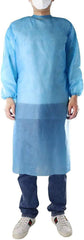 Level-1 Non-Woven Disposable Isolation Gowns-Latex Free,Fluid Resistant With Elastic Cuff-Blue-Pack of 10