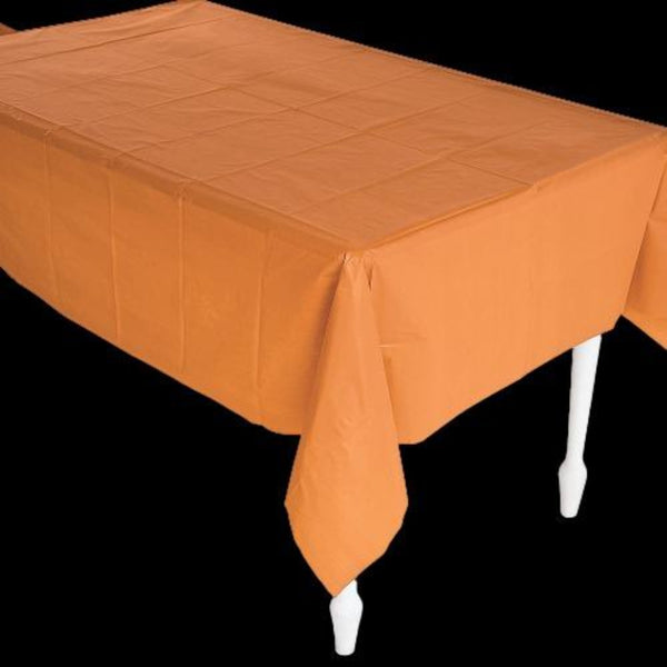 Pumpkin Spice Orange Plastic Tablecloth