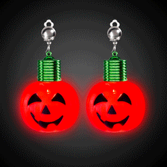 LED Light Up Jumbo Pumpkin Clip-On Earrings 1 Set
