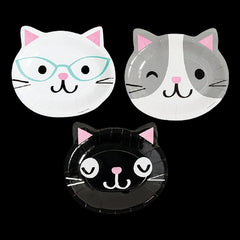 Purr-Fect Party Cat-Shaped Paper Dinner Plates