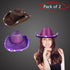 LED Light Up Flashing Sequin Purple & Brown Cowboy Hat - Pack of 2 Hats