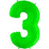 40" Number 3 - Neon Lime Green Foil Mylar Balloon