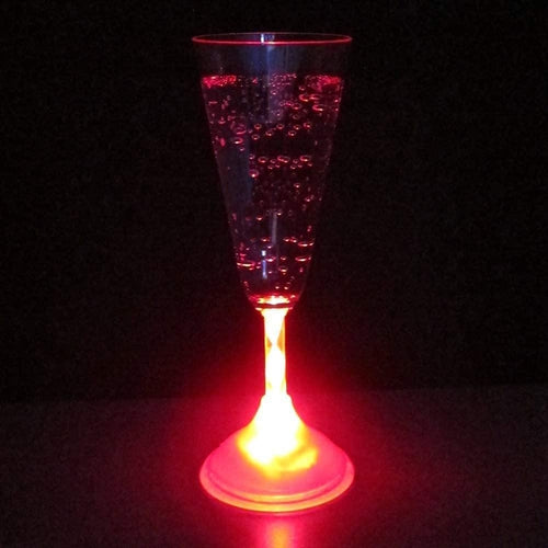 LED Light Up Red Flashing 7 Oz Champagne Flute Glasses