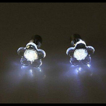 LED Light Up White Flower Stud Earrings