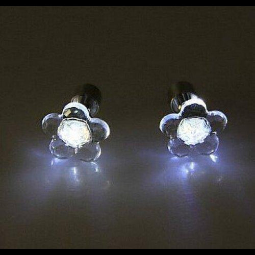 LED Light Up White Flower Stud Earrings