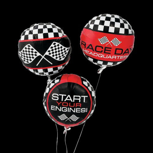 Racing Print 17 Mylar Balloons