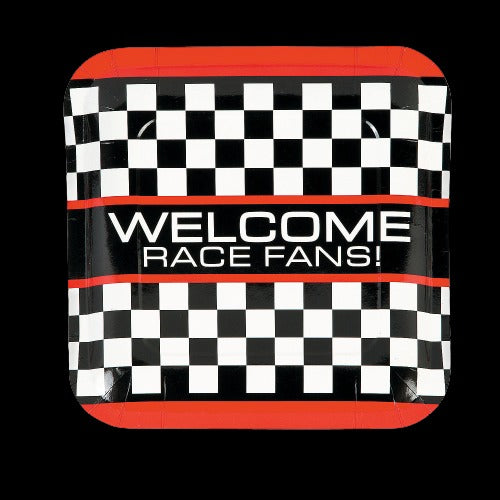 Race Car Checkered Flag Paper Dinner Plates