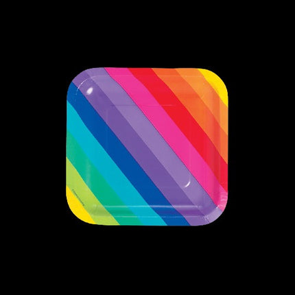 Rainbow Square Paper Dessert Plates