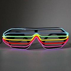 EL-Wire Light Up Rainbow Shutter Shades Sunglasses