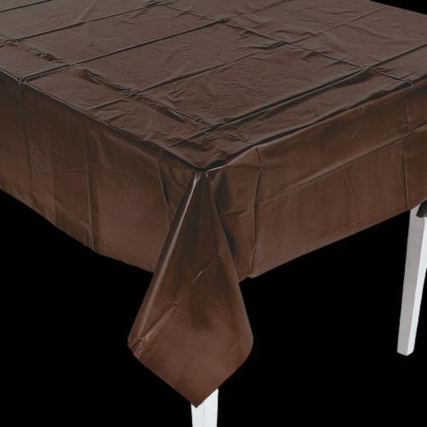 Chocolate Brown Rectangle Plastic Tablecloth
