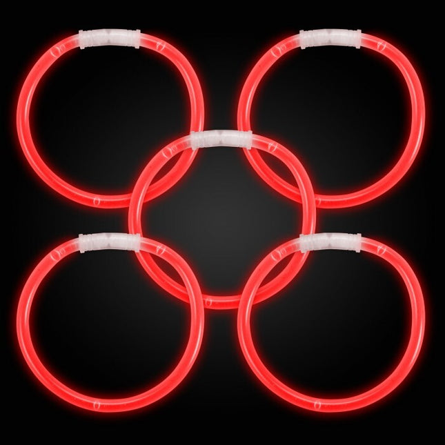 8 Inch Premium Red Glow Stick Bracelets