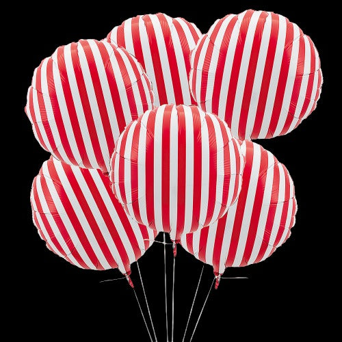 Red Striped 18 Mylar Balloons