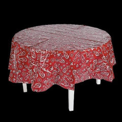 Red Bandana Round Plastic Tablecloth