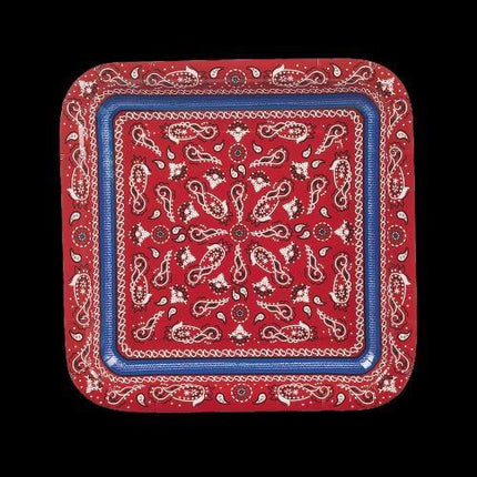 Red Bandana Square Paper Dinner Plates